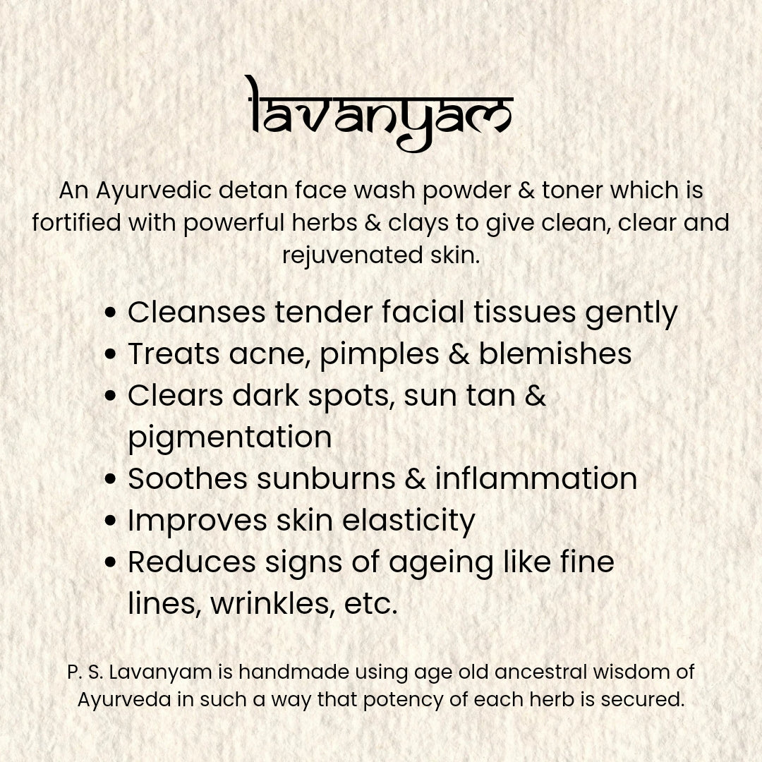 Lavanyam, An Ayurvedic Detan Face Wash Powder & Toner