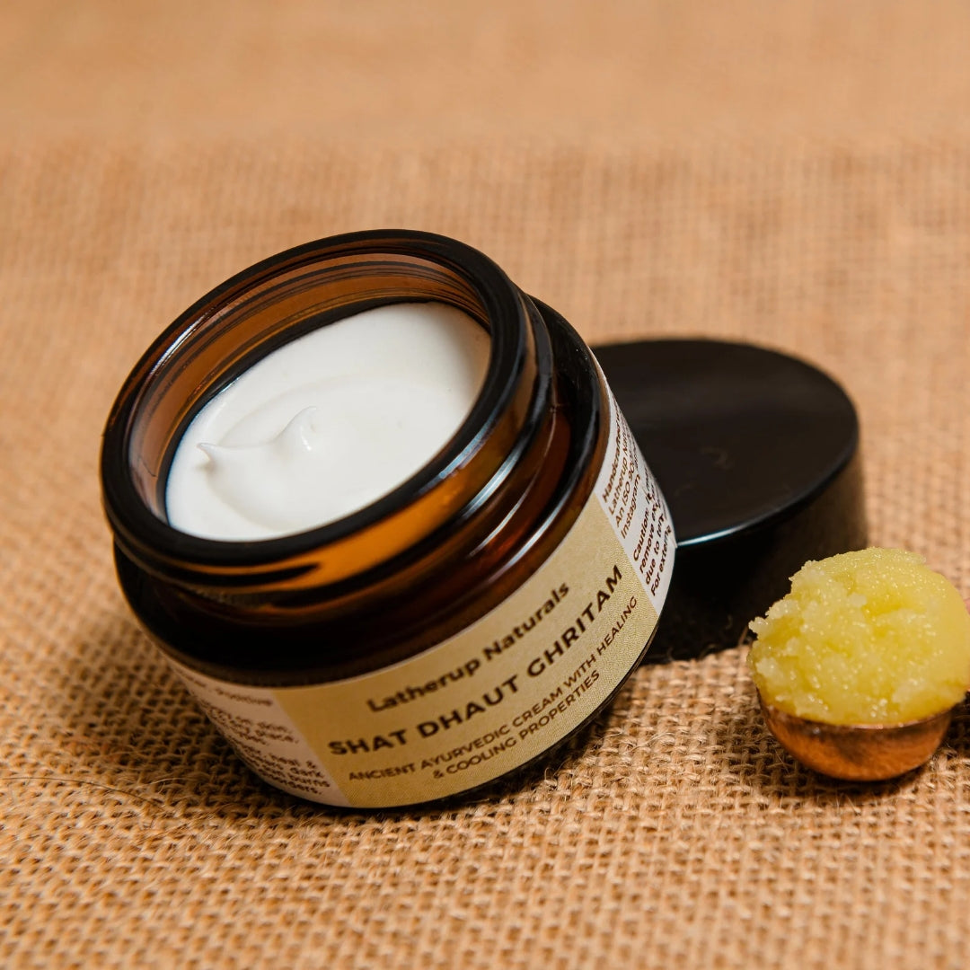 Shat Dhaut Ghritam, an Ayurvedic Cream for Deep Skin Moisturization & Healing